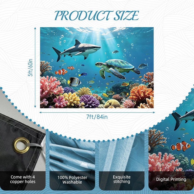 Under The Sea Backdrop 7x5FT, Ocean Underwater Coral Photography Background