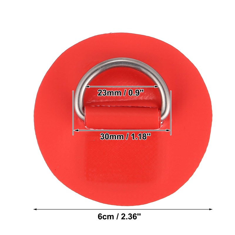 X AUTOHAUX 6pcs 6cm Red D Ring Patch PVC Stainless