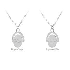 Tuscany Silver Women's Sterling Silver Rhodium Plated 15 mm x 21 mm Oval Spinner Adjustable Necklace 43 cm / 17-46 cm Engraving, Sterling Silver