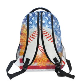 ZOEO Blue Baseball Bookbags Chic 3th 4th 5th Grade School Backpacks Travel Laptop Daypack Bag Purse for Girls Boys Teens