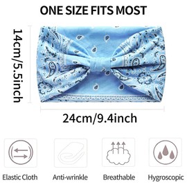 scicent Wide Headbands for Women Soft Elastic Boho Hairbands Fashion Knotted Head Band Printed Hair Accessories Sport Yoga Elastic Bands 29-1