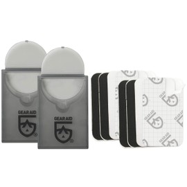 GEAR AID Tenacious Tape Mini Patches with Peel-and-Stick Adhesive to Fix Holes and Tears in Winter Gear, Down Puffer Jackets, Sleeping Bags, Tents, and Rain Gear, Black and Clear, 2 Pack