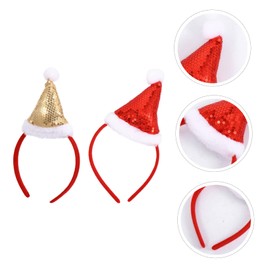 TOVINANNA 4pcs Christmas Hat Headband Xmas Hairband Accessories Xmas Headband Merry Women Christmas Tree Headband Christmas Sequin Hair Hoops Christmas Headbands Party Hat Headband Sequins