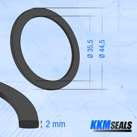 KKMSEALS EPDM Sealing Rings 1 1/2 Inch - Rubber Rings Seal Set - Flat Seal Rubber Tap Seal - Seals Sanitary Washers Set - Rubber Seal (5 Pieces, 44.5 x 35.5 x 2 mm)