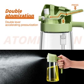 YARRAMATE Olive Oil Dispenser Bottle for Kitchen，2 in 1 Oil Sprayer for Cooking, 17oz/500ml Glass Oil Spray Bottle with Pourer, Food-grade Oil Mister for Air Fryer, Salad, Frying, BBQ (Green)