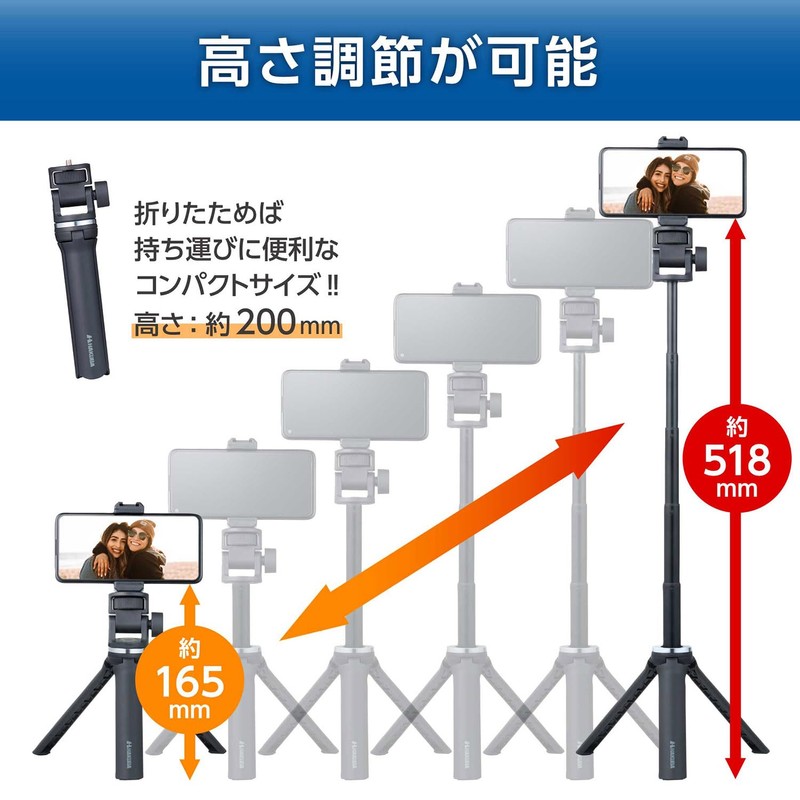 HAKUBA 4977187001440 3-Way Mini Tripod, Selfie Stand, Utility Kit, Table