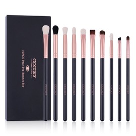 Docolor Eye Brush Set Professional Eye Makeup Brushes Eyeshadow Eyeliner Concealer Eyebrow Brushes Cosmetics Blending Eye Brush Kit (10 Pcs,Black
