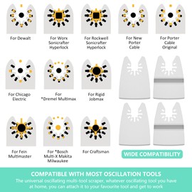 20 Pcs Oscillating Tool Scraper Blades Set, Stainless Steel Flexible Multitool Scraper Blade Rigid Oscillating Scraper Blade with Adapters for Removing Tile Glue Paint Caulk Sticker