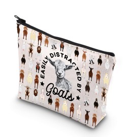 TSOTMO Women Farmer Easily Distracted by Goats Makeup Bag Goat Lover Gift Farm Animals Gift Boer Goat Gift (by Goats Bag CA)