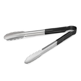 New Star Foodservice 35742 12-Inch Utility Spring Tongs, Stainless Steel, Vinyl Coated, Set of 12, Black