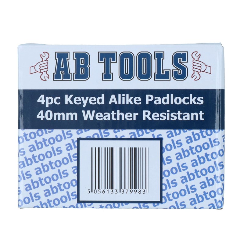 4 Keyed Alike 40mm Water Resistant Waterproof Padlocks 4 Locks