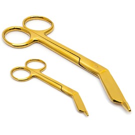 AAProTools Set of 2 Heavy Duty Nurse Doctor Lister Bandage Scissors Shears (All Gold 5.5" + 3.5")