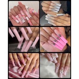 XXL Square Nail Tips, BORNBYME 240 PCS Gel x Nail Tips Stright Nails Full Cover Clear False Nail Tips