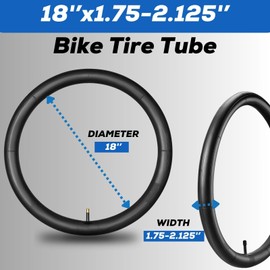 Corki Cycles 18” Bike Tube 2 Pack Durable Butyl Rubber, Fits Tire Sizes 18” x 1.75 1.95 2.0 2.1 2.125 (Removable Schrader Valve 32mm)