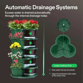 VIVOSUN 5 Tier Vertical Gardening Stackable Planter for 1 Pack, Dark Green