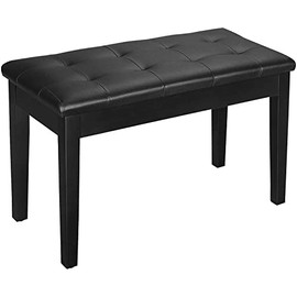 UMOMO Duet Piano Bench with Storage Compartment, Thick Padded Leather Cushion Keyboard 2 Person Stool for Music Books (440LB Capacity) (Black)