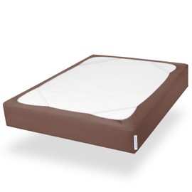 SPRINGSPIRIT Box Spring Cover Queen Size with Smooth and Elastic Woven Material, Alternates for Bed Skirt, Wrinkle & Fading Resistant, Washable, Dustproof, Brown