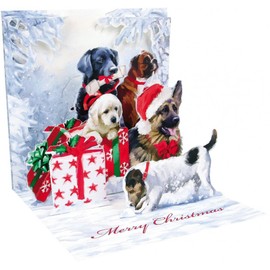 Up With Paper 3D Pop Up Greeting Card Christmas Dogs, Multicolor (1059)