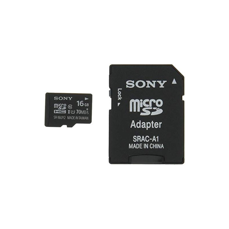 Sony SR-16UY2A MicroSDHC Card, 16 GB, Class 10, UHS-I Compatible,