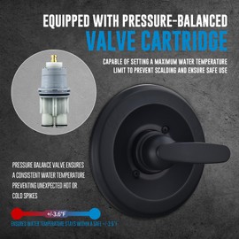 Replacement for Delta Classic 13 Series Single-Function Trim Kit, T13010 Shower Handle, Fit Delta Shower Valve R10000 Series, Matte Black (Cartridge Included)