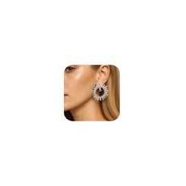 Clip On Earrings for Women Trendy - Sparkly Crystal Silver Clip Earrings Non Pierced Statement Silver Rhinestone Prom Earring Party Wedding Jewelry Gifts for Her
