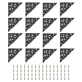 uxcell 16pcs Vintage Flat Corner Bracket 2"x2" Decorative Plastic Desk Corner Protector with Screw for Box Cupboard Decorative Furniture Black
