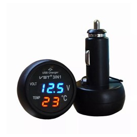Corp.Res Electronics Cargador Auto Moto Medidor Temperatura Y Voltaje Bateria