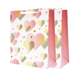 Bliceon 2Pcs Pink Gift Bags - Medium Size Hearts Gift Bag for Women, Friends, for Birthdays, Christmas, New Year, Valentine's Day and Special Events - Cute Hearts Design