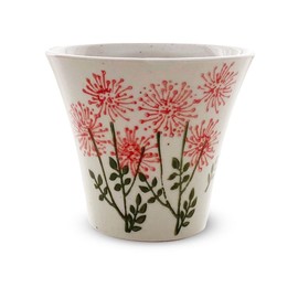 J-kitchens Izan Kiln Cup (Tea Cup), Hasami Ware, Made in Japan, 4.5 fl oz (140 cc), Wild Flowers, Red