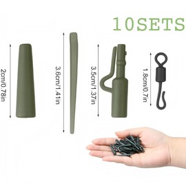 Elenviorina 40PCS Carp Fishing Lead Clips and Tail Rubbers Tackle Set, Complete Carp Fishing Rig Kit with Anti-Tangle Sleeves, Quick Change Swivels and End Tackle Accessories for Safe Carp Angling