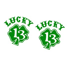 2 Pack - Lucky 13 - Four Leaf Clover | Car Decal Vinyl Sticker Graphics | 5.5 Inches Wide by 5.5 Inches Height HOM1789A.61 Green