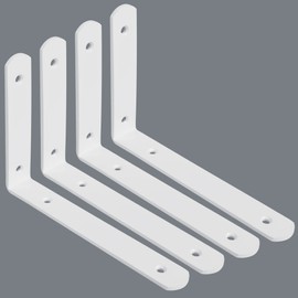 Alise Floating Shelf Brackets,White Bracket for Shelves Heavy Duty L Wall Bracket Corner Brace,Stainless Steel Joint Angle Bracket for Wooden Board Hanging Support,8x5-3/5 Inch(Upgraded,Pack of 4)