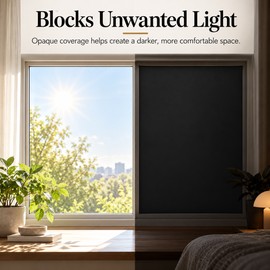 Blackout Window Film for Bedroom Privacy – Self-Adhesive Light Blocking PET Film for Home, Office and Glass Windows, 145 x 100 cm