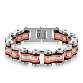 LAFATINA Heavy Masculine Motocycle Link Chain Bracelets for Men 18MM Wide Stainless Steel Bracelets for Husband Father Grandpa Brother