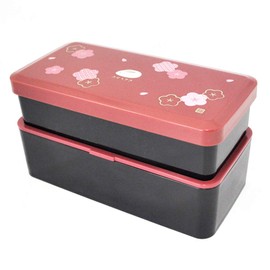 Japanese Traditional Rabbit Blossom Bento Box Set - Square 2 Tier Bento Box, Rice Ball Press, Bento Bag (Red)