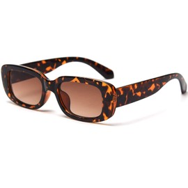 boqopod UV400 Protection Rectangle Sunglasses for Women Men Retro 90’s Vintage Fashion Narrow Square Sun Glasses SG16123 (Tortoise)