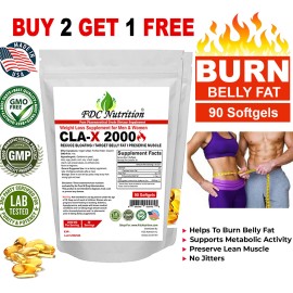 Píldoras quemadoras de grasa abdominal CLA - Suplemento para pérdida de peso estomacal para hombres y mujeres