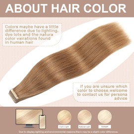 Golden Brown Tape in Hair Extensions Real Human Hair 24 Inch Tape for Skin Weft Hair Extension Invisible Tape in Hair Extensions Straight Remy Human Hair for Women 20pcs