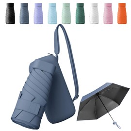 Sykerout Travel Umbrella, Mini Umbrella Sun Umbrella with Capsule Case, Small Umbrella Mini Umbrellas for Women Handbag Pocket Umbrella Travel Umbrella Handbag Umbrella (Haze Blue)