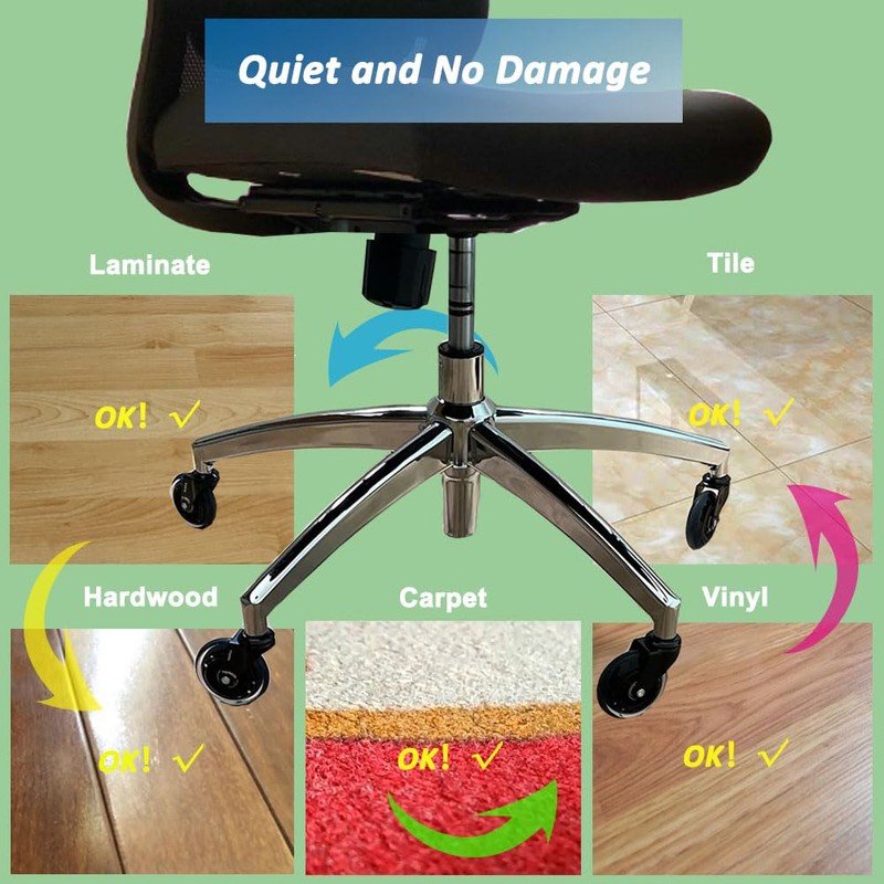 WakeTek Office Chair Caster, a Kind of Soft and Wear-Resistant