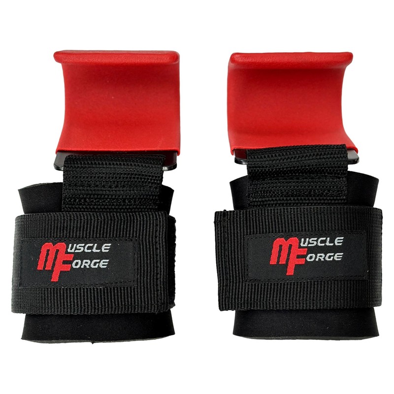MuscleForge Lifting Straps with Hooks for Strength Training, Powerlifting, Weightlifting,