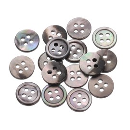 uxcell 15 Pcs Natural Shell Buttons, 4 Hole 10mm Mother of Pearl Buttons for Shirt Clothes Coats Suits Jacket Jeans Skirts Sewing Craft DIY Decoration, Black/Silver