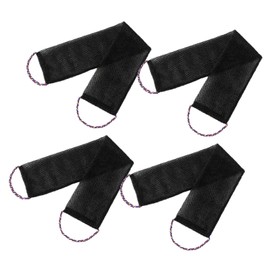 Dickly Bath Net with Handle Back Scrubber Extendable Smooth Cleaning Accessories Washcloths for Bathroom Nylon Shower for Women and Men, Set of 4, Black