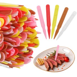 Geetery 1000 Pcs 3" Plastic Steak Marker Plastic Meat Doneness Picks, Rare, Medium Rare, Medium Well, Well, Steak Temperature Sticks for Catering Barbecues Parties