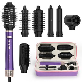 TASNEEM 7 in 1 Hot Air Styler & Rotating Hair Dryer Brush, Powerful Hair Styler with Auto-Wrap Curlers, Ionic Blow Dryer, Straightener & Oval Brush, Without Heat Damage Multi-Styler with Travel Case