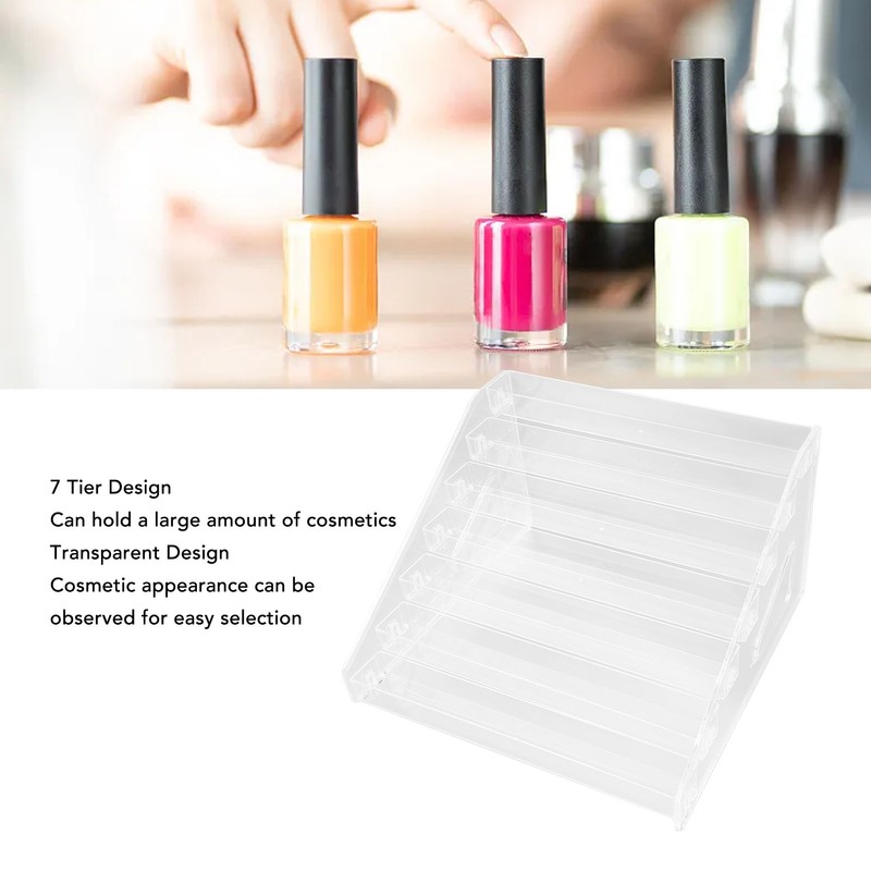 Cosmetic Storage Rack Acrylic 7 Layers Clear Nail Polish Display