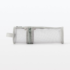 MUJI 83767242 Nylon Mesh Pen Case for Vertical or Horizontal Use, Gray, Diameter 3.0 x Height 6.9 inches (75 x 177 mm)