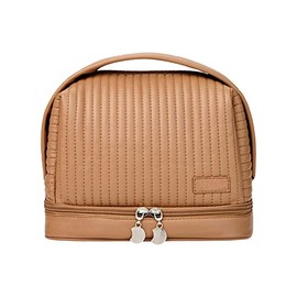 Große Make-up-Tasche, doppellagige Kosmetiktasche, tragbare Kulturtasche, PU-, Reise-Make-up-Organizer, wasserdichte Reißverschlusstasche, multifunktionale Tasche mit großer Kapazität für Salon (E, A)
