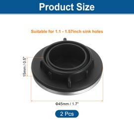 uxcell 2 Pcs Kitchen Sink Hole Cover, 1.7 Inch Faucet Hole Cover, Kitchen Sink Tap Hole Plate Stopper Cover Plug for Washbasin Sink Counter Space (Stainless Steel, Silver)