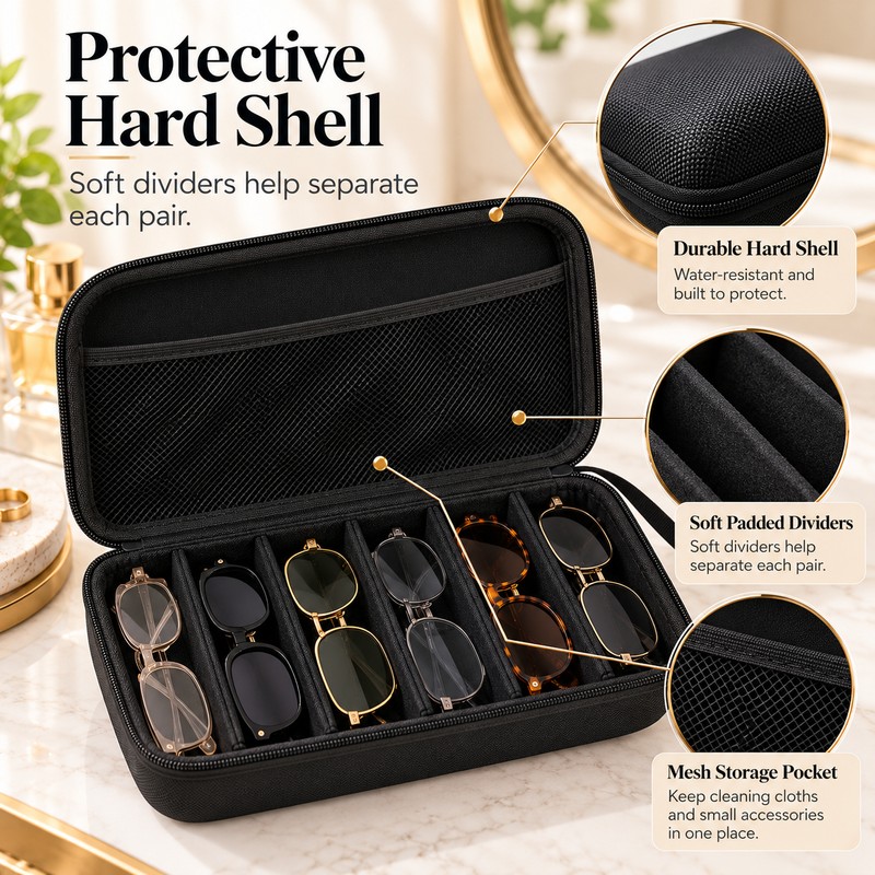 Eyeglass Storage Organizer for Multiple Pairs – 6 or 7